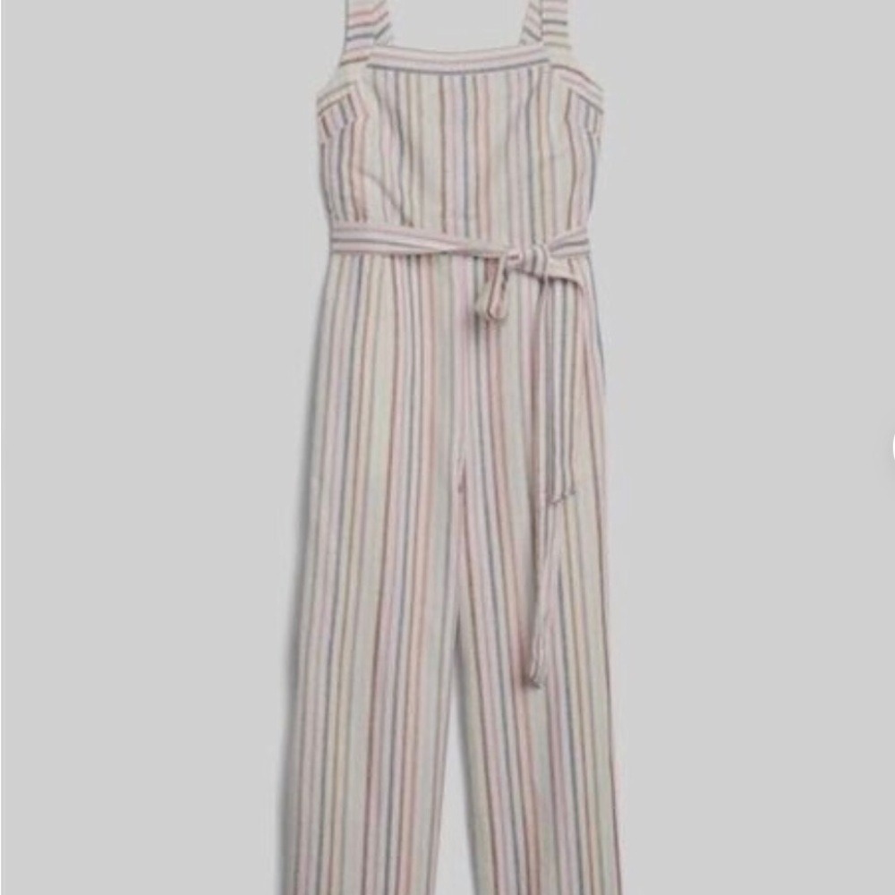 Gap Womens Multi Color Striped Wide Leg Jumpsuit Tie Waist Size 6 582982-00-1